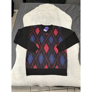 NWT Ballantrae Edinburgh Men's Argyle V Neck Sweater 2XL Navy‎ Red Blue